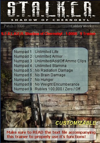 Сталкер Тень Чернобыля трейнер (+8) [1.0006] [64 Bit]